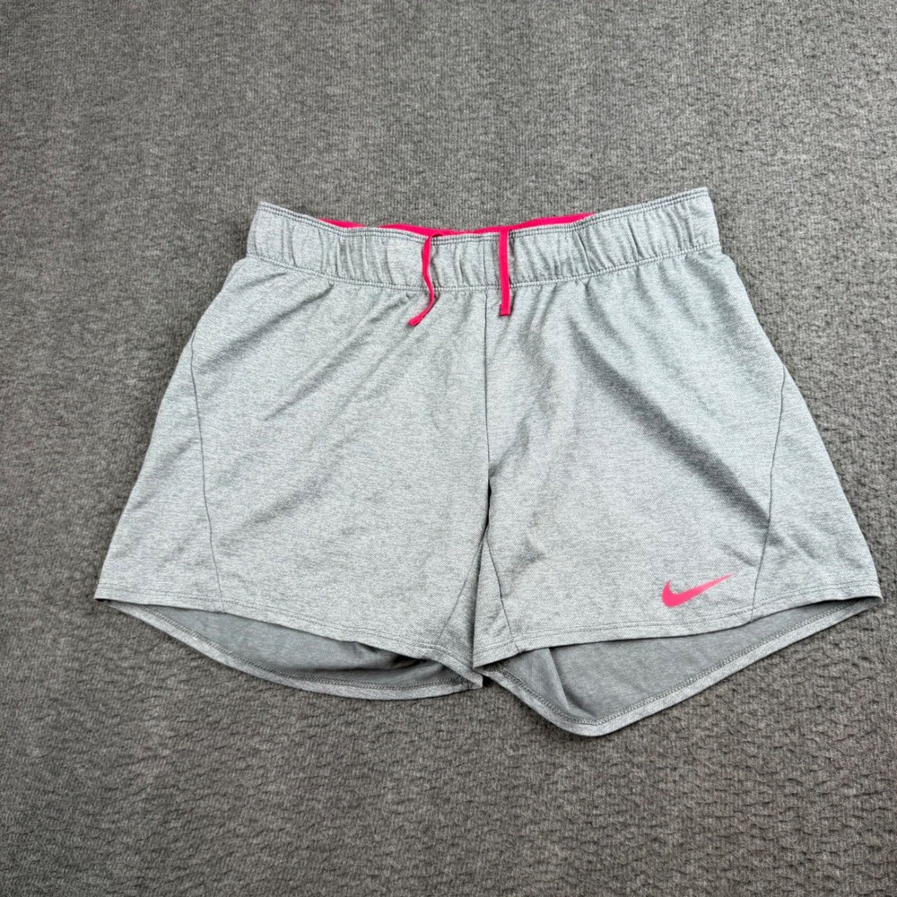 Nike‎ Dri-FIT Shorts Women's Small Gray Pink Athletic Running Training Workout